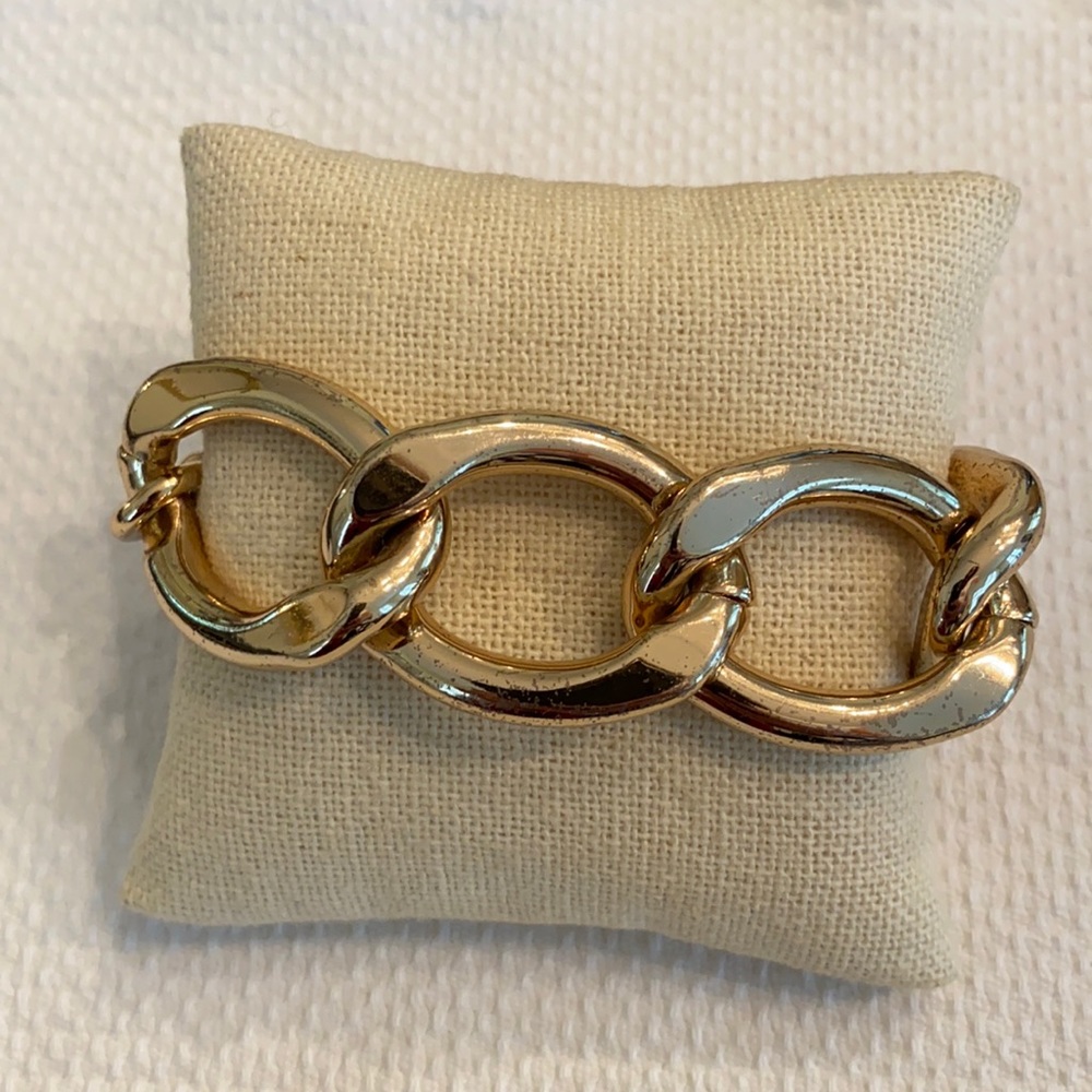 Chunky Gold Vintage Chain Link Bracelet Designer Look Alike Lobster Claw Clasp